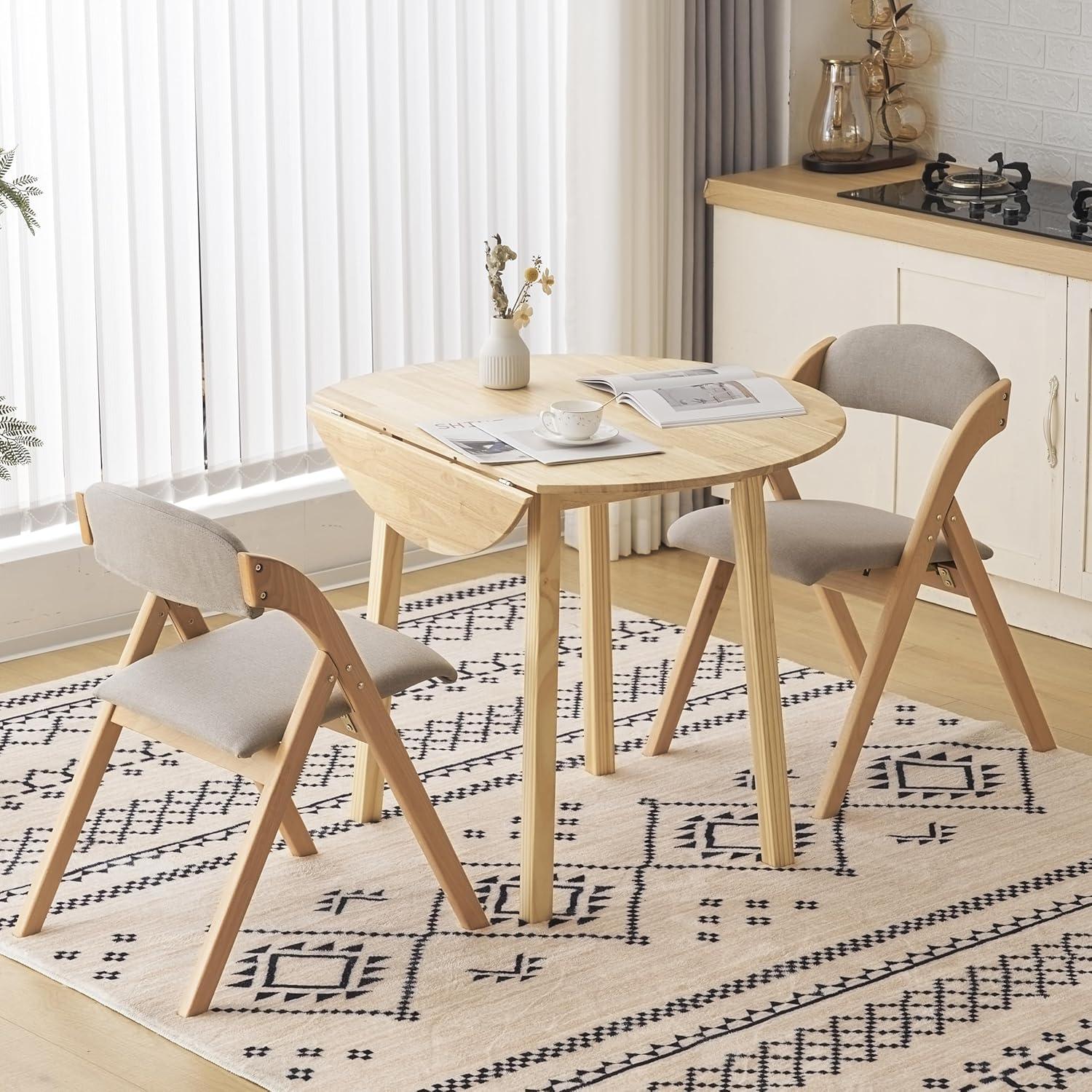 Light Brown Wood Armless Folding Chairs (Set of 2)