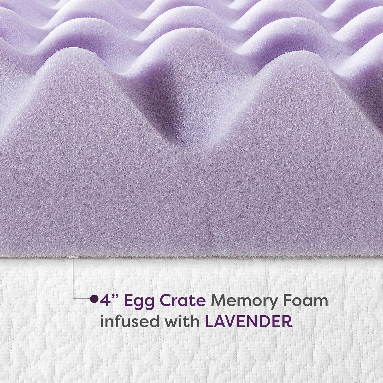 Queen Lavender Infused Egg Crate Memory Foam Mattress Topper