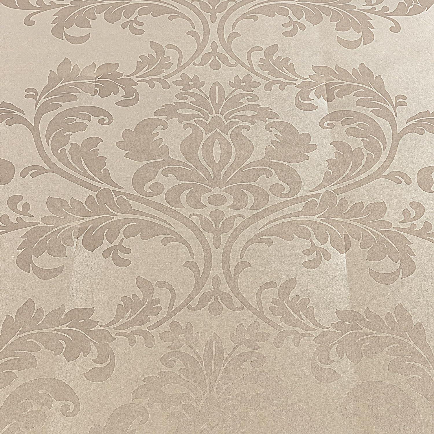 Chezmoi Collection Royal Luxury Jacquard Floral Comforter Set, King, Champagne, 7-Piece