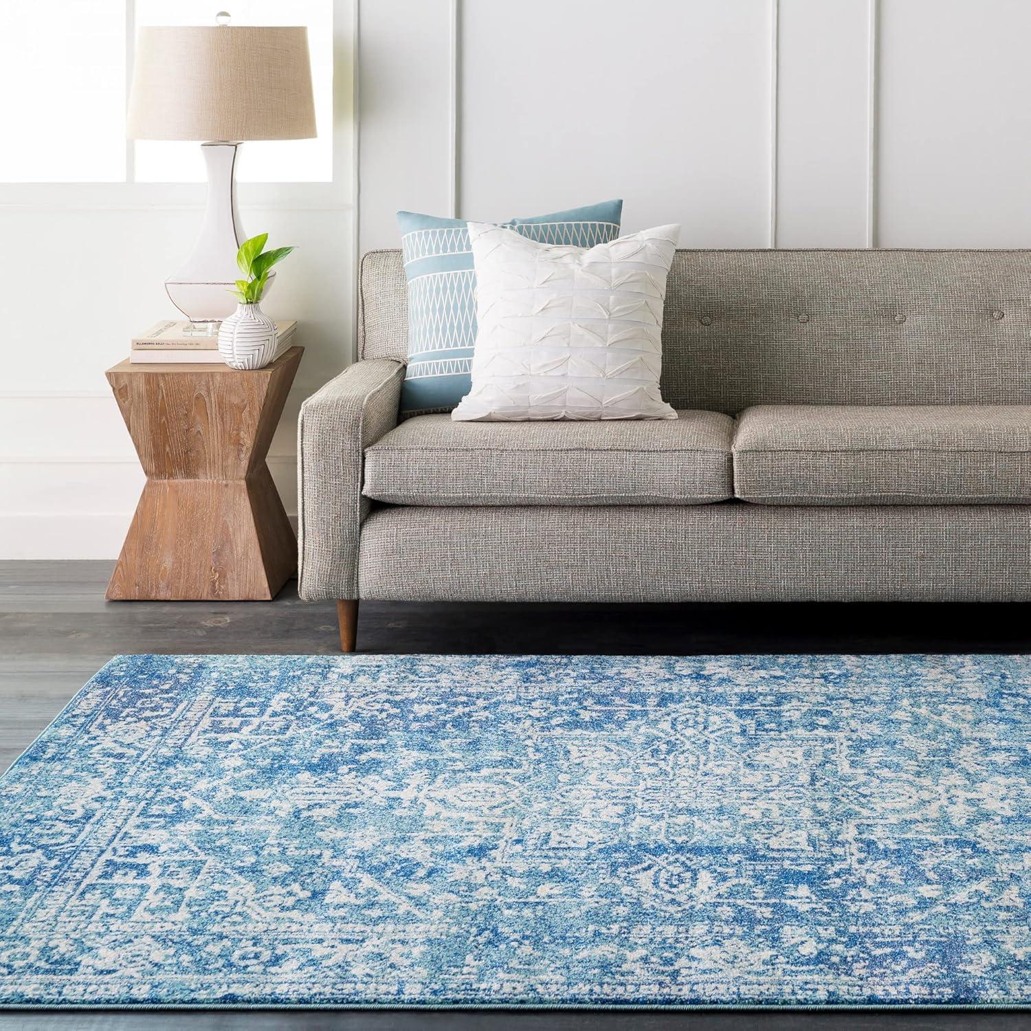 Livabliss 5'3"x7'3" Worsham Traditional Rug Teal: Medium Pile, Fade & Stain-Resistant, Indoor Use