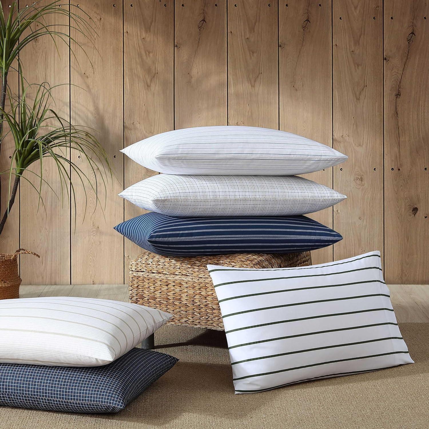 Full Size Sable Heather Cotton Percale Stripe Sheet Set