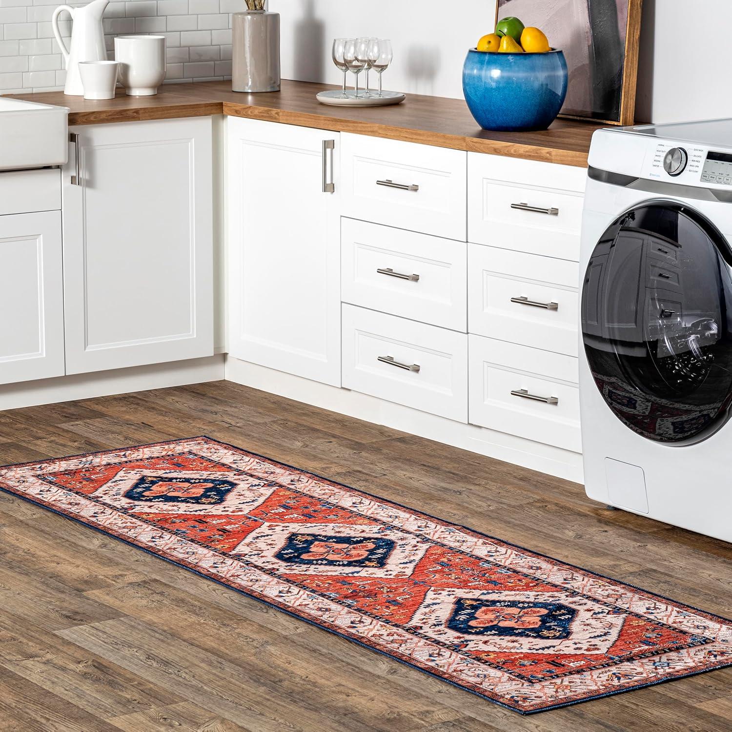 Nuloom Carolyn Pet Friendly Machine Washable Motif Area Rug, 3' x 5', Rust