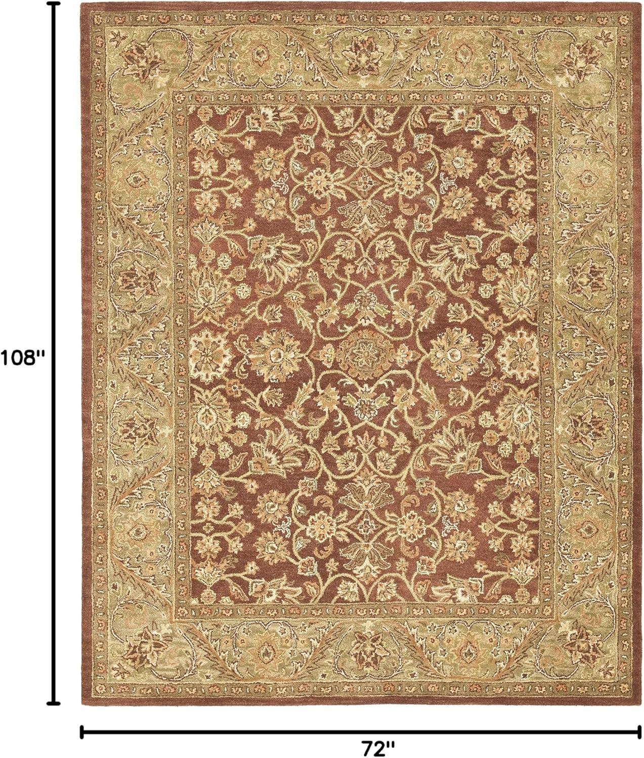 SAFAVIEH Golden Jaipur Dreda Border Wool Area Rug, Rust/Green, 6' x 9'