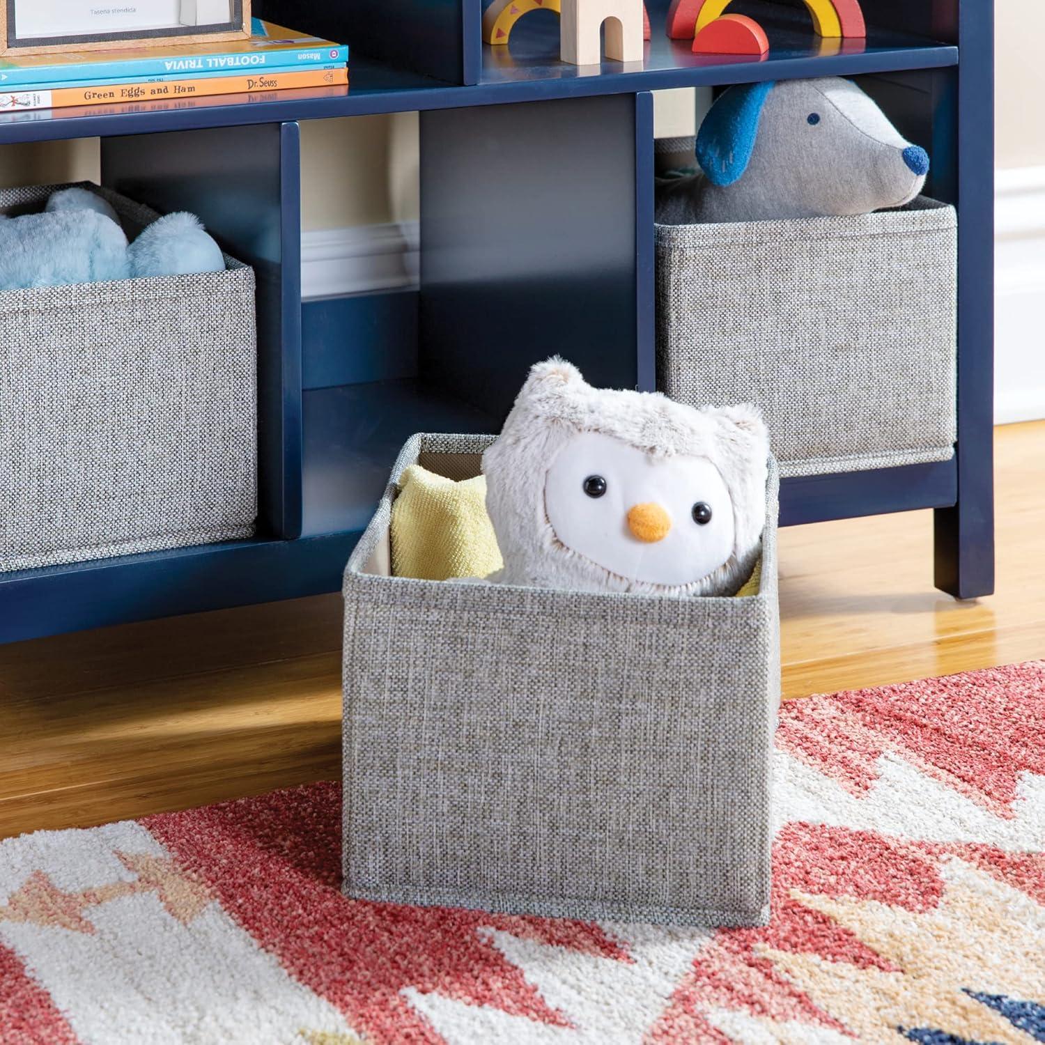 Navy Wooden Kids' Book and Toy Storage with Bins