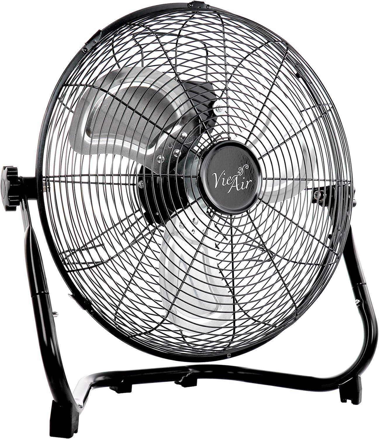 Vie Air Twin 12 Inch High Velocity All Metal Tilting 3 Speed Floor Fan