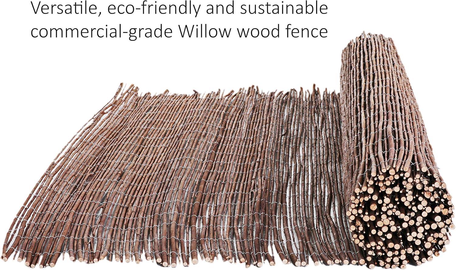 Backyard X-Scapes Natural Willow Rolled Panel Fence Decorative Fencing Natural 6' H x 16' L