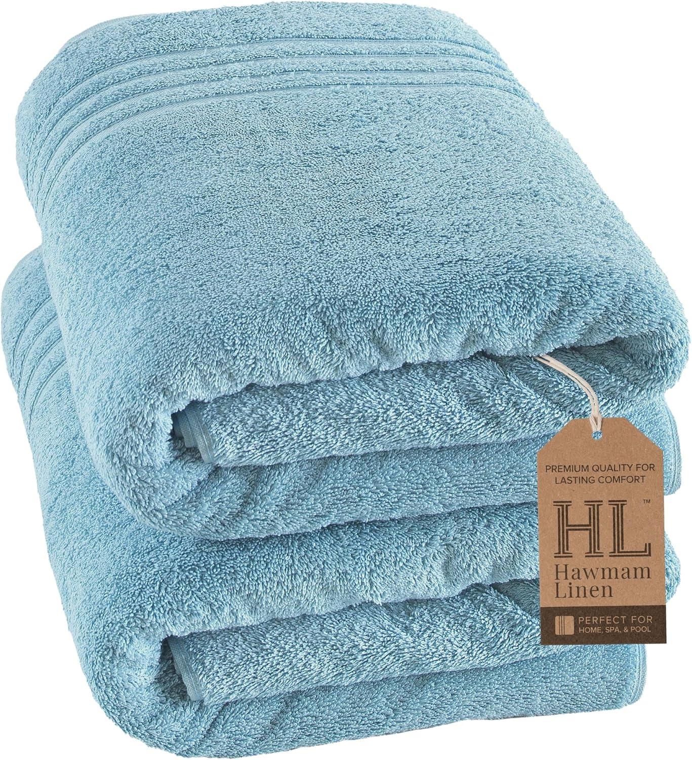 Jumbo Large Bath Sheets Towels 2 Pack Soft and Absorbent, 100% Cotton Towels (Sea Salt, Bath Sheet)
