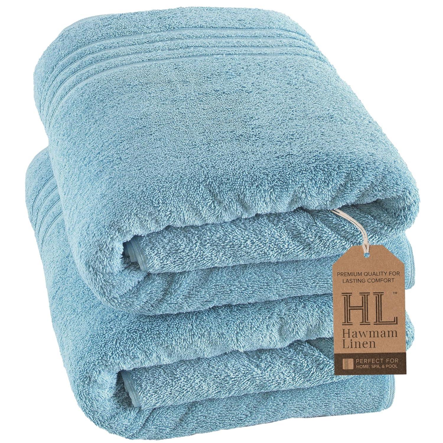 Jumbo Large Bath Sheets Towels 2 Pack Soft and Absorbent, 100% Cotton Towels (Sea Salt, Bath Sheet)