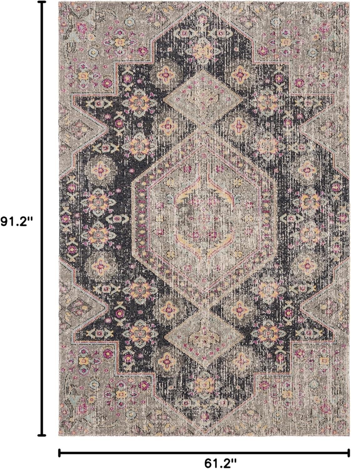 Montage MTG365 Power Loomed Indoor/Outdoor Area Rug - Black/Multi - 5'1"x7'6" - Safavieh