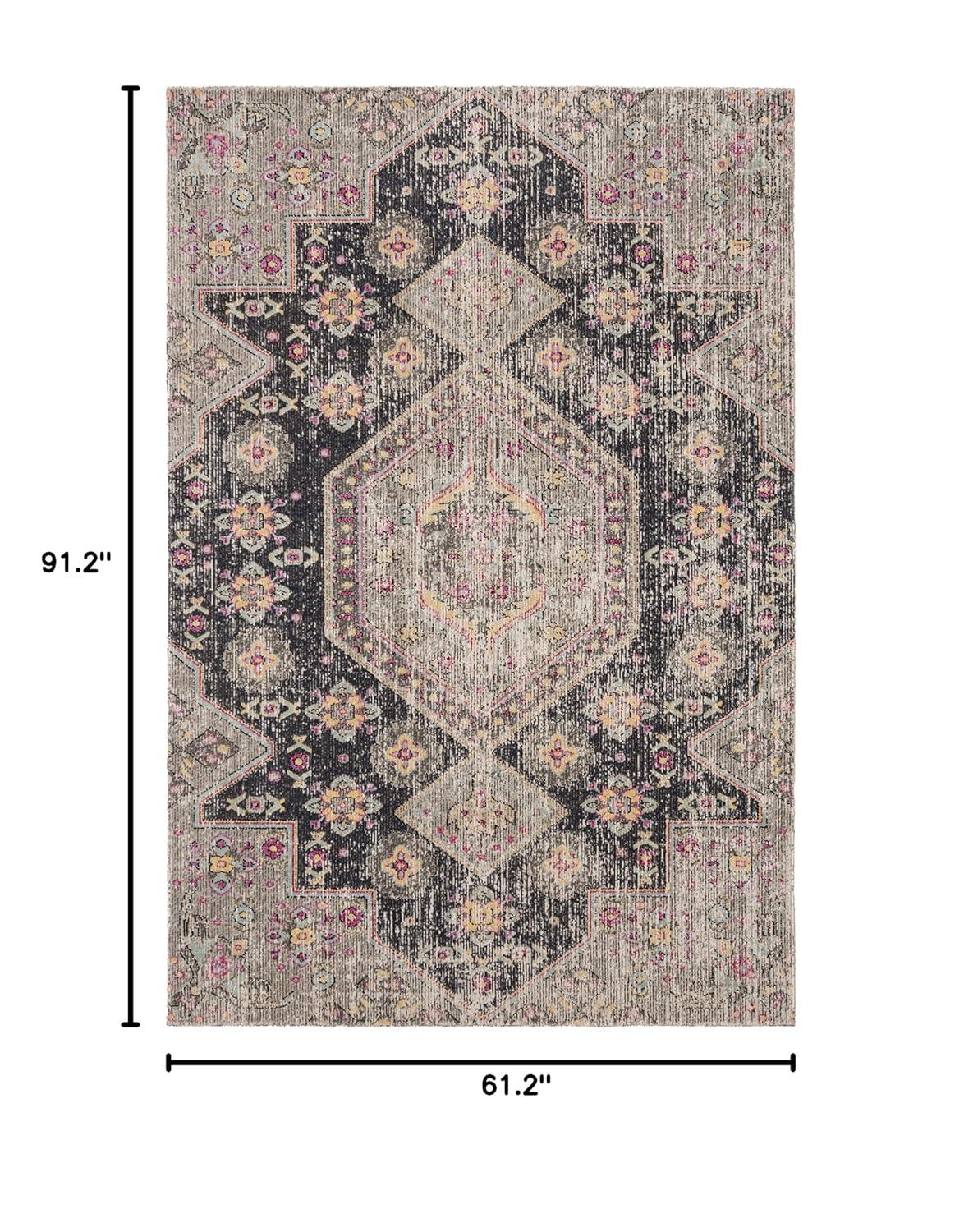 Montage MTG365 Power Loomed Indoor/Outdoor Area Rug - Black/Multi - 5'1"x7'6" - Safavieh