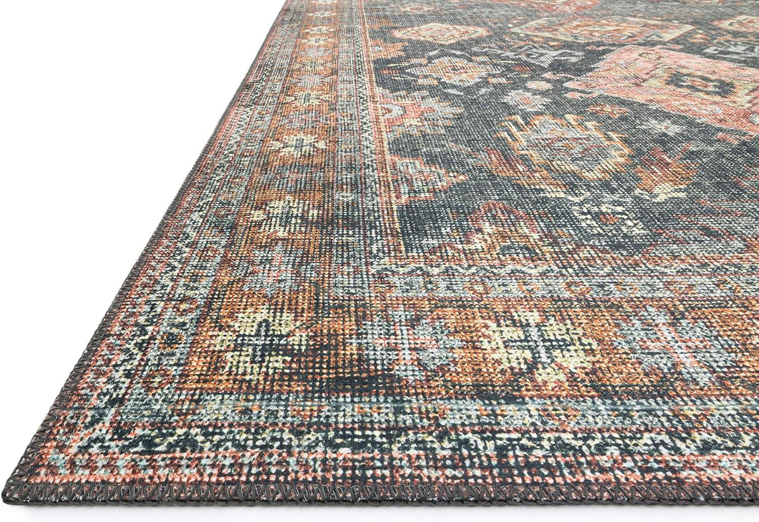 Rectangular 9' x 12' Sea and Rust Synthetic Easy Care Area Rug