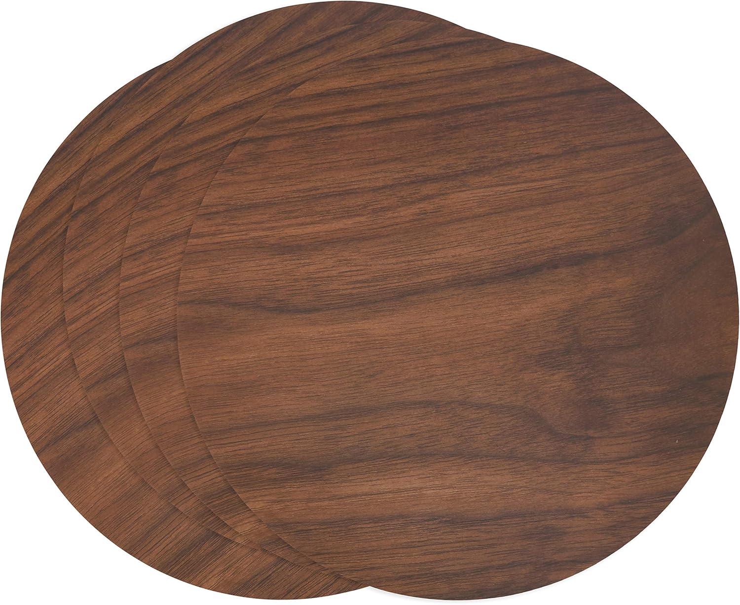 Saro Lifestyle Wood Print Placemat, 15" Round, Brown (Set of 4)