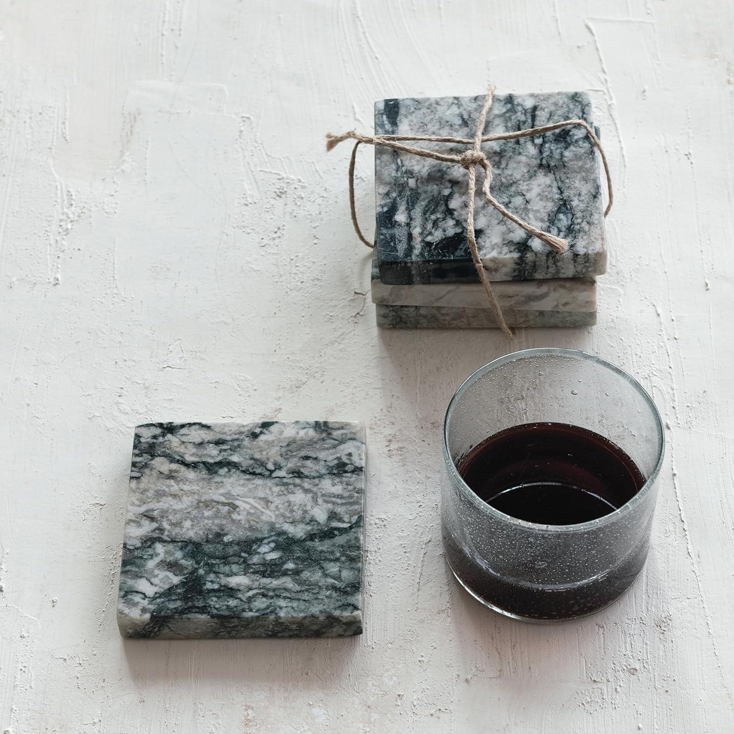 Monochrome Mélange Black and Grey Marble Coaster Set