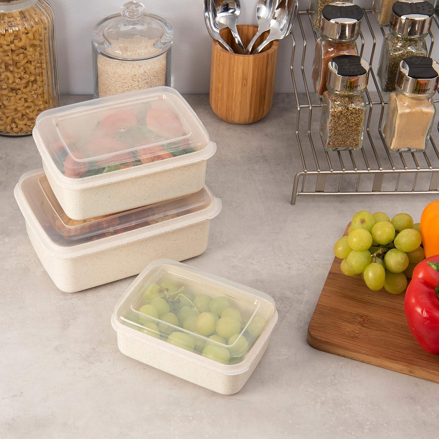 Simplify 6 Piece Natural Plastic Food Storage Containers, Beige