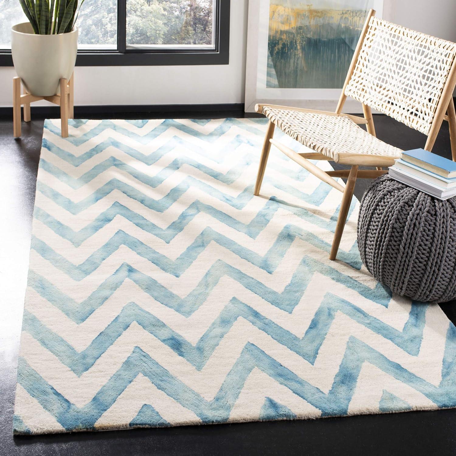 Dip Dye DDY715 Hand Tufted Area Rug - Ivory/Turquoise - 8'x10' - Safavieh.
