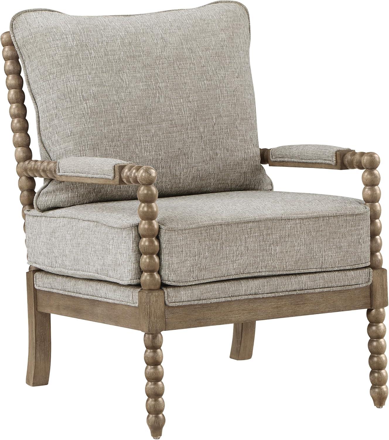 Fletcher Spindle Chair in Charcoal Fabric with Rustic Brown Finish