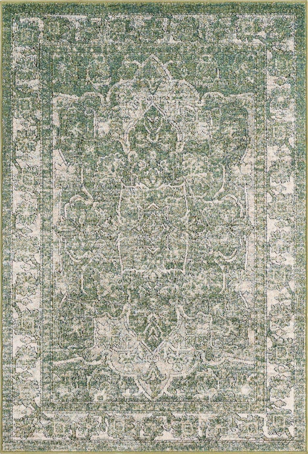 Unique Loom Isabella Collection Area Rug - Adjani (4' 1" x 6' 1" Rectangle Green/Ivory)