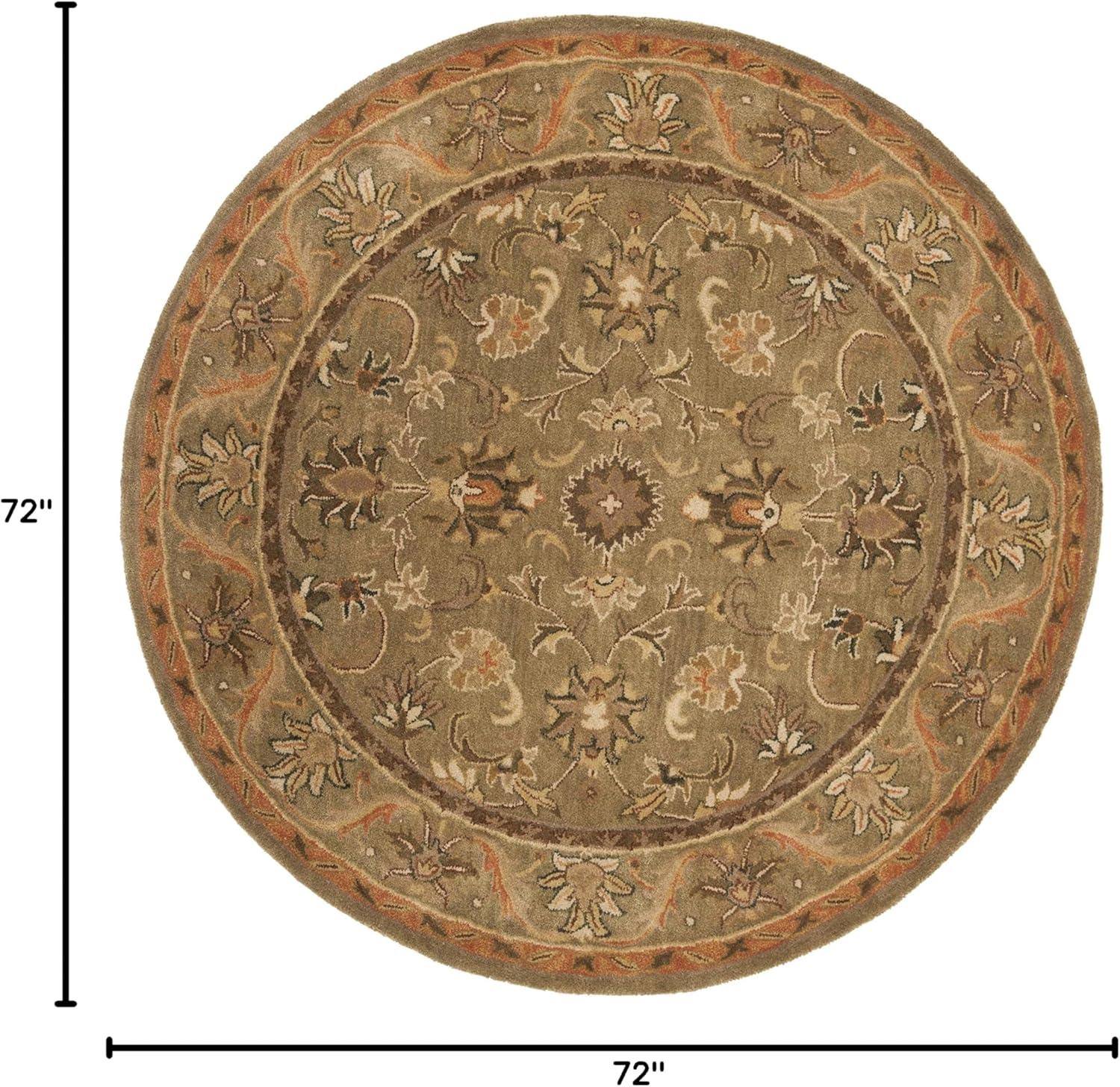 SAFAVIEH Antiquity Carmella Oriental Wool Area Rug, Olive/Gold, 6' x 6' Round