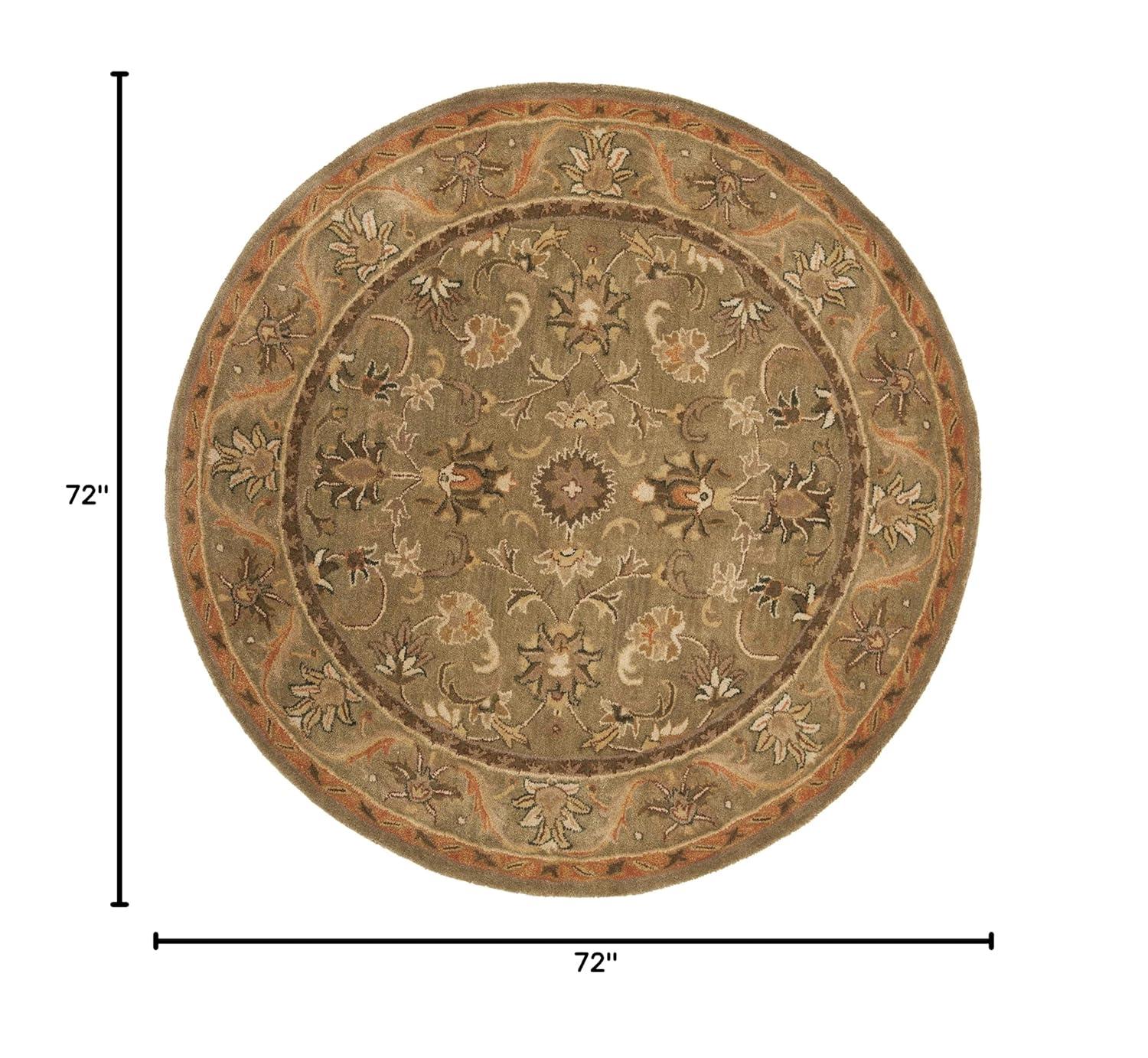 SAFAVIEH Antiquity Carmella Oriental Wool Area Rug, Olive/Gold, 6' x 6' Round