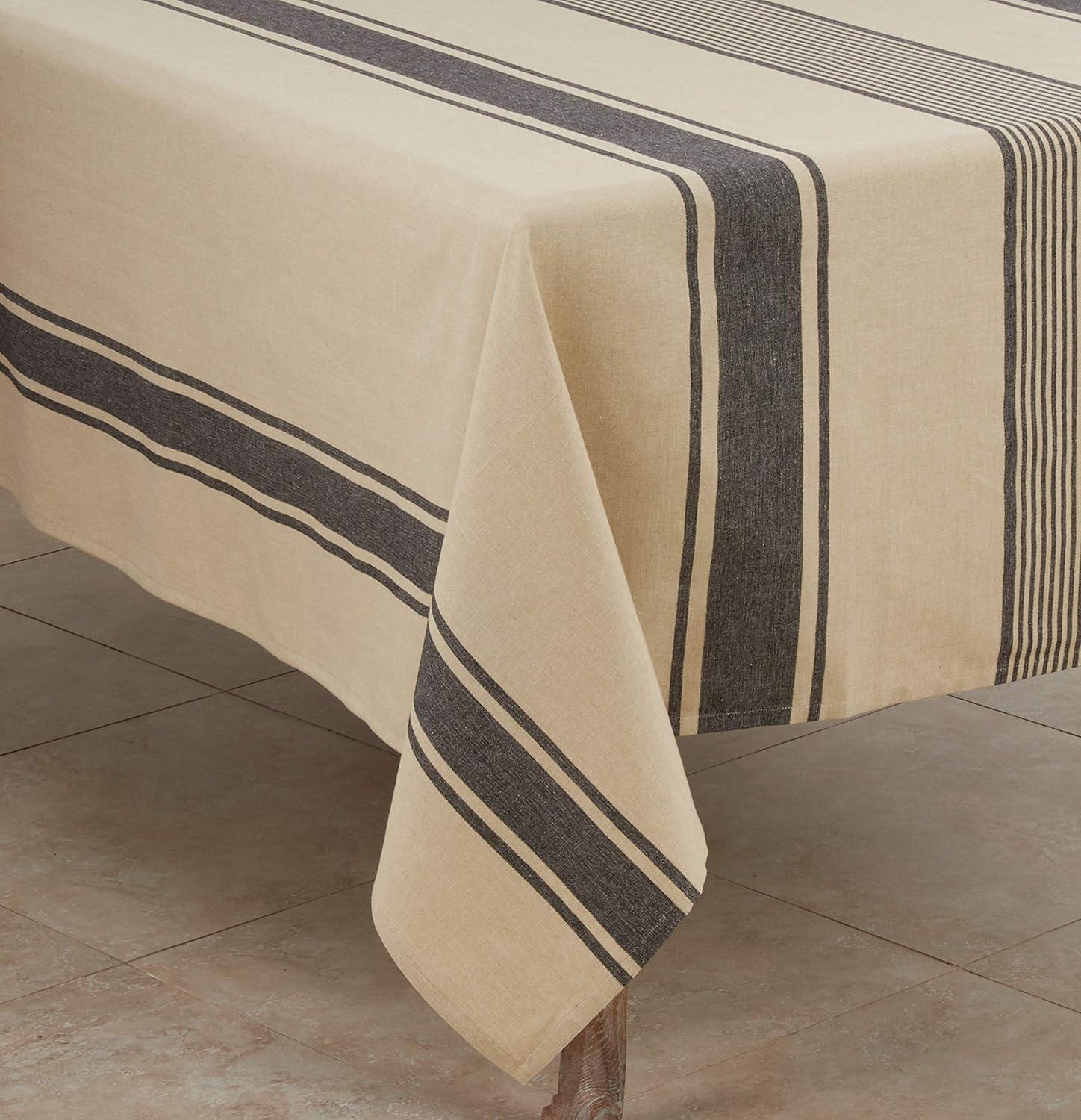 Saro Lifestyle Banded Design Farmhouse Tablecloth