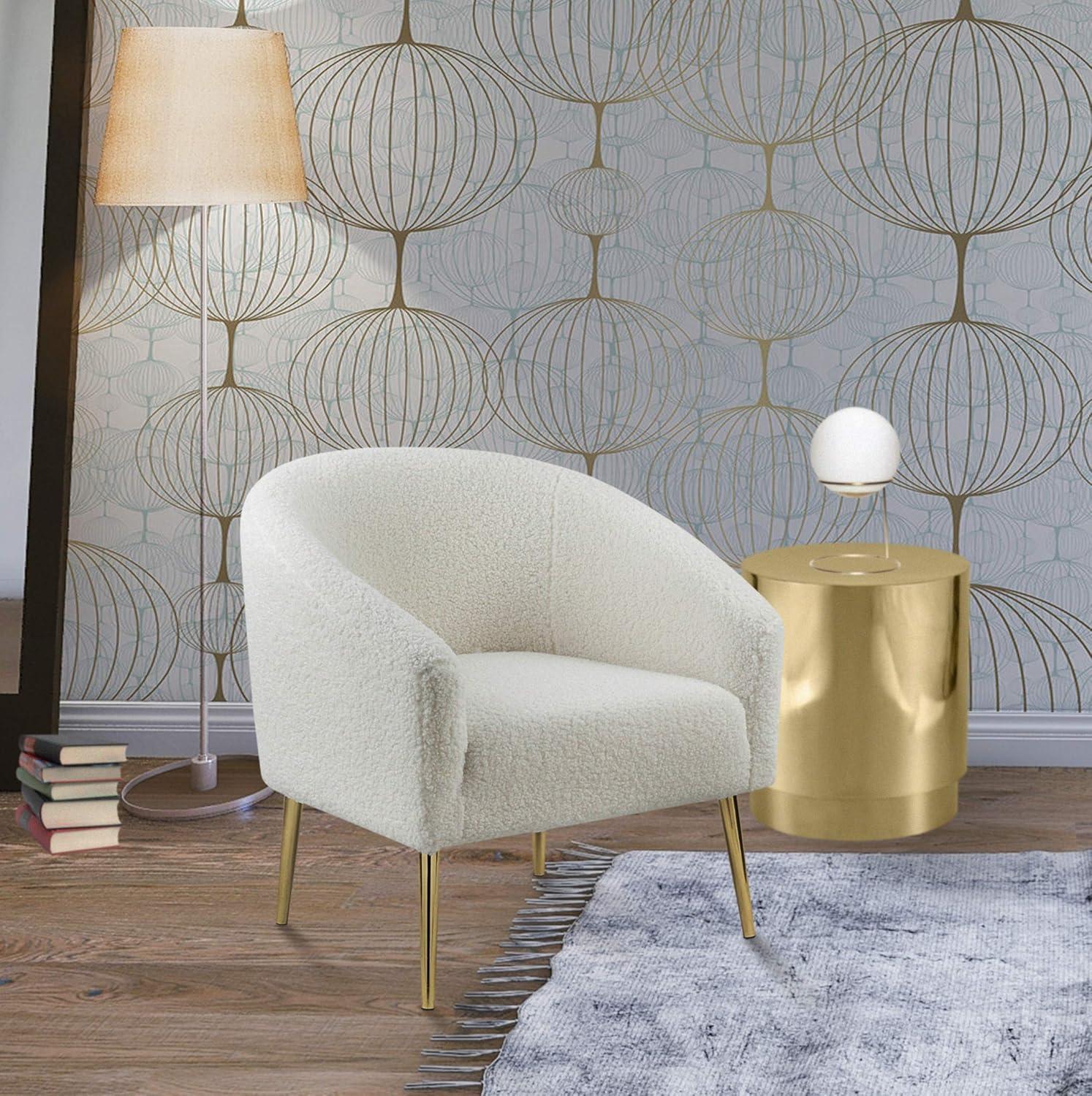 Meridian Furniture Barlow Faux Sheepskin Fur Accent Chair with Gold Legs