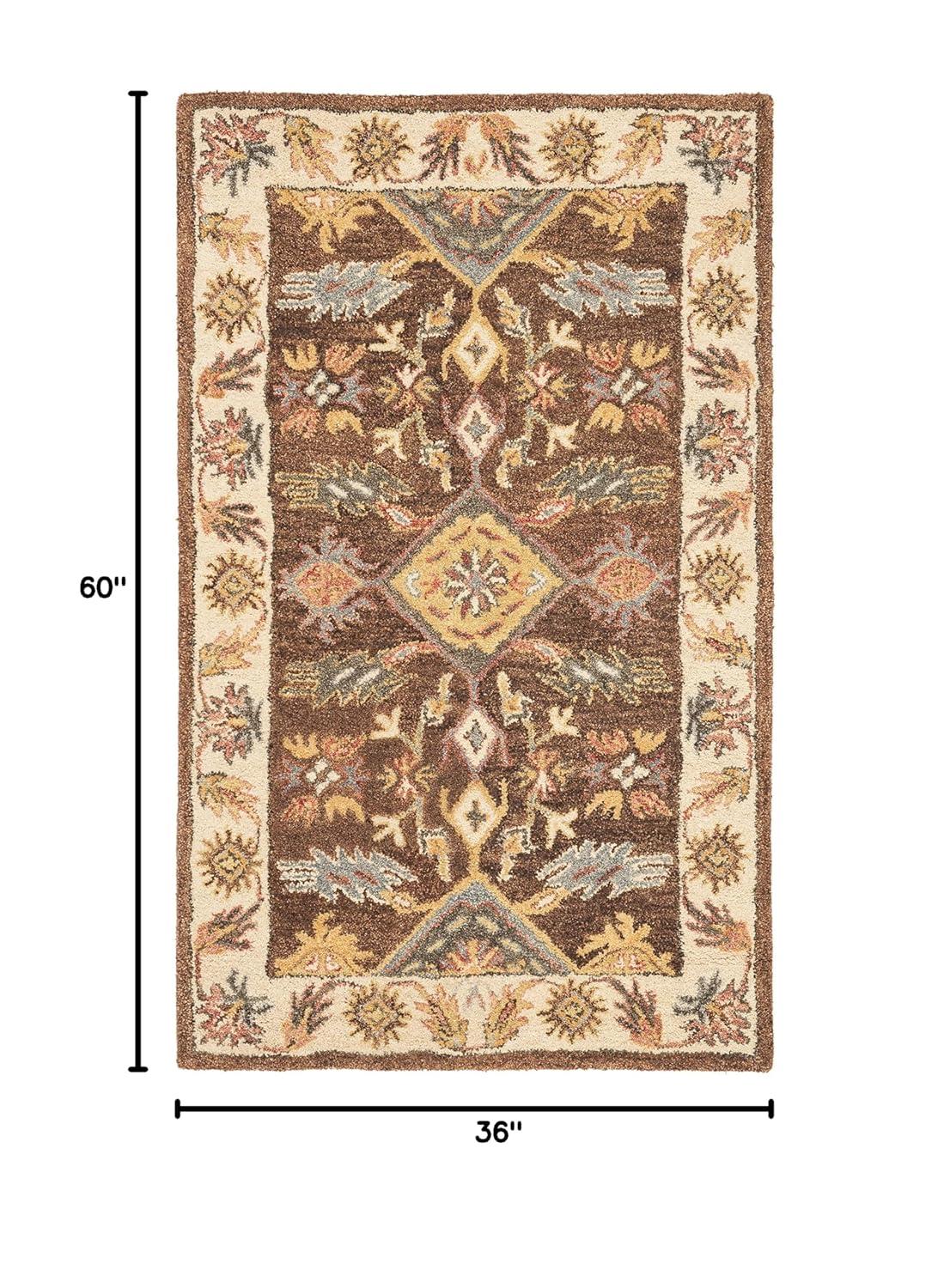 Antiquity AT502 Hand Tufted Area Rug - Dark Brown/Ivory - 3'x5' - Safavieh.
