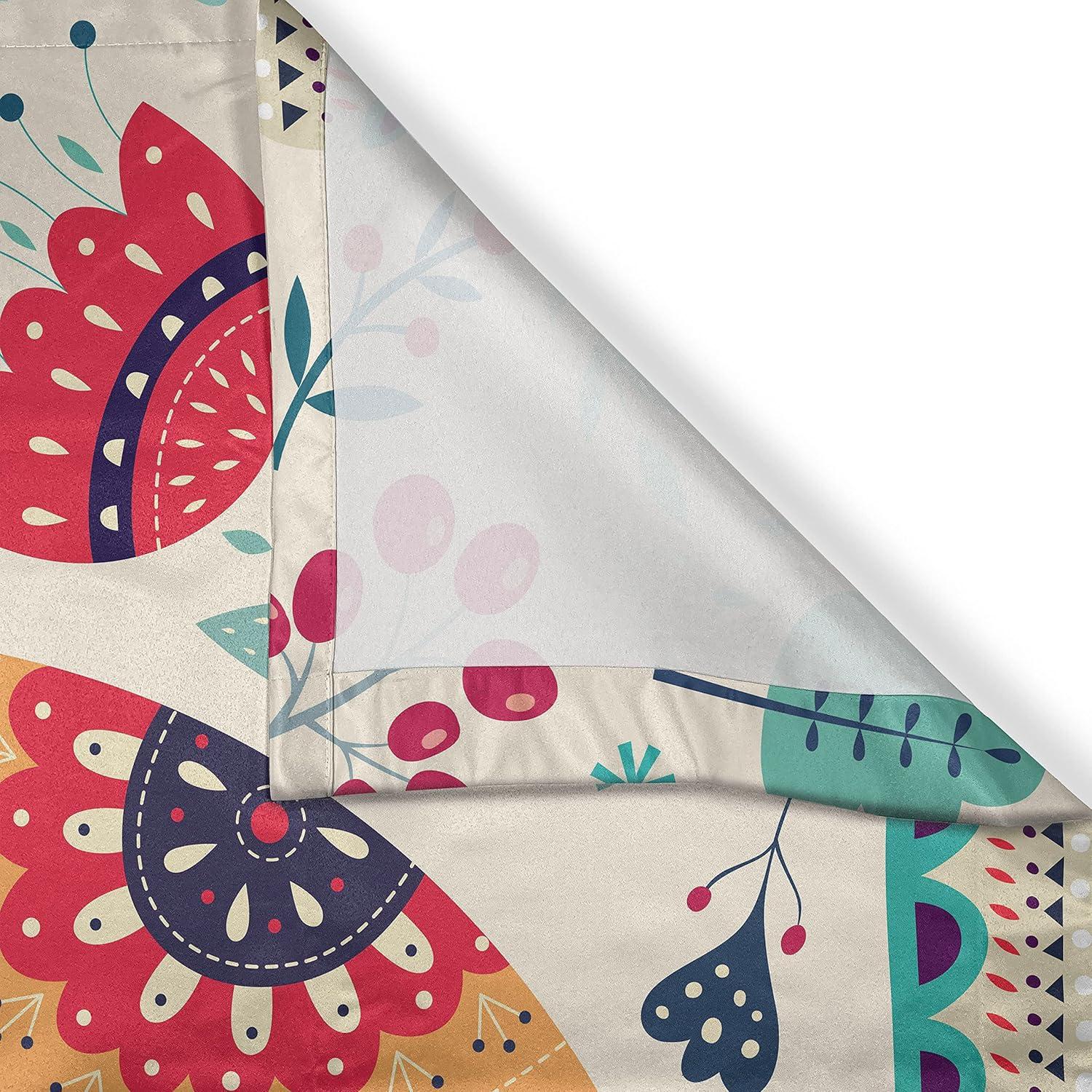 Ambesonne Paisley Kitchen Curtains, Cat and Flower Leaf, 55"x39", Multicolor