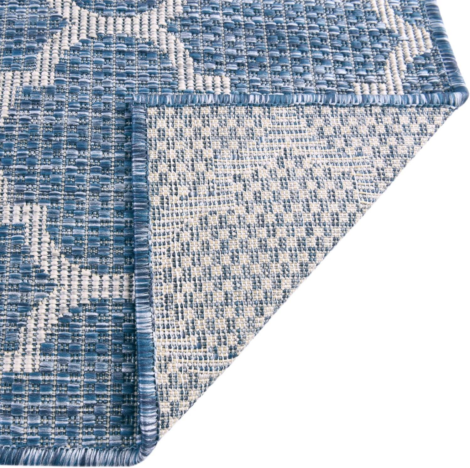 Navy Blue Trellis 9' x 12' Synthetic Outdoor Rug