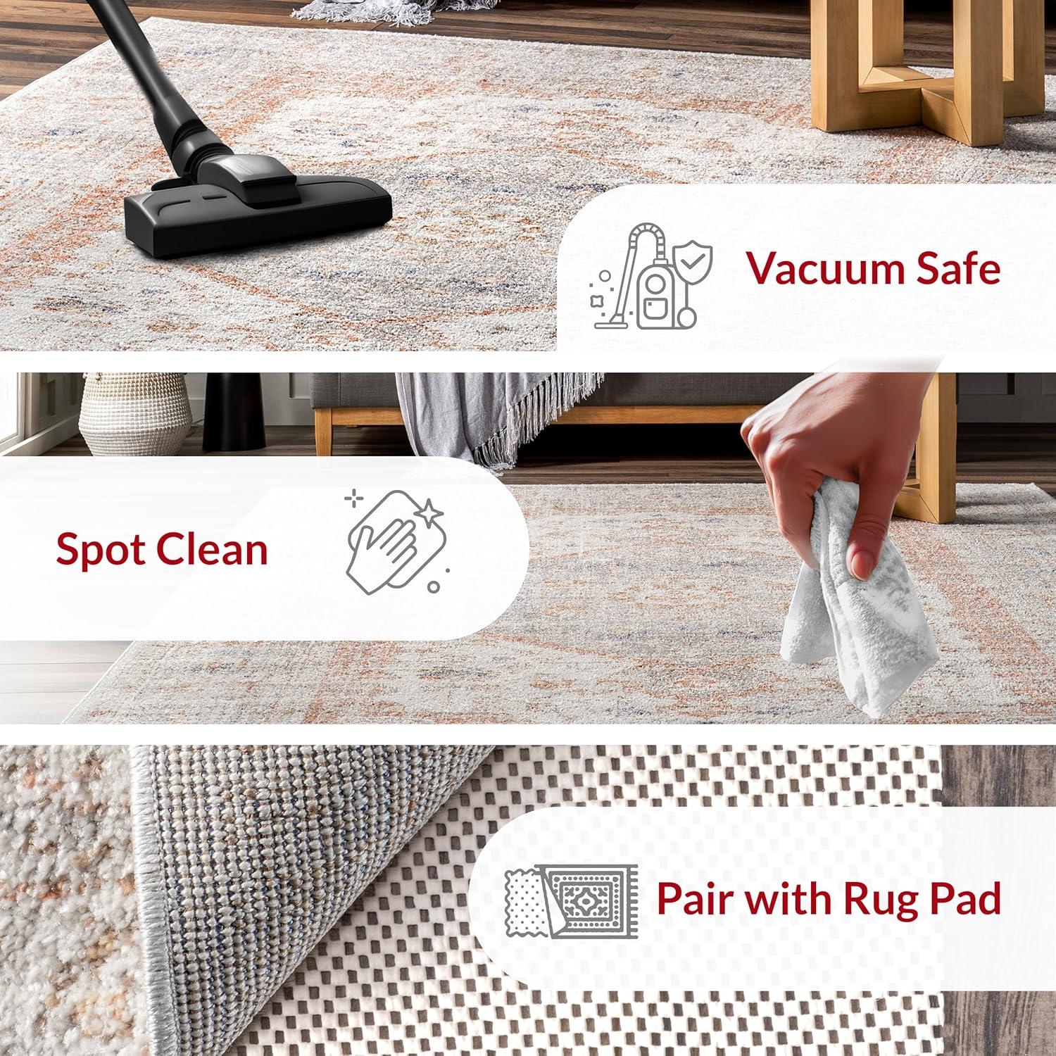 Nuloom Jacquie Medallion 5 Square Indoor Area Rug for Living Room Bedroom Dining Room Kitchen, Silver/Ivory