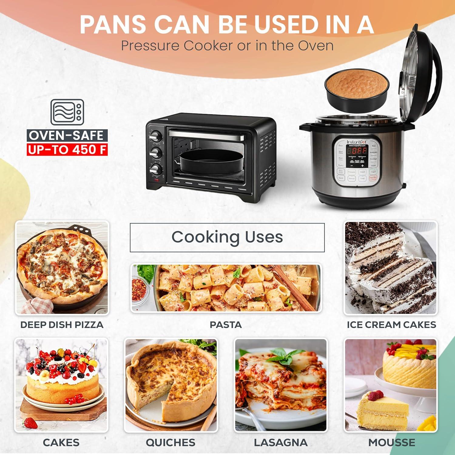 RFAQK 133PCs Round Cake Pans Sets for Baking + Cake Decorating Supplies - 3 Non-Stick 8 Inch Cake Pan with Baking Supplies, Piping Tips, Cake Leveler, Icing Spatula and 35 Parchment Papers with eBook