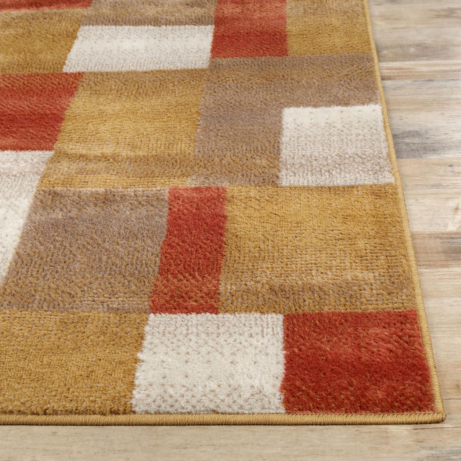 Superior Color Block Area Rug 5' x 8', Ginger