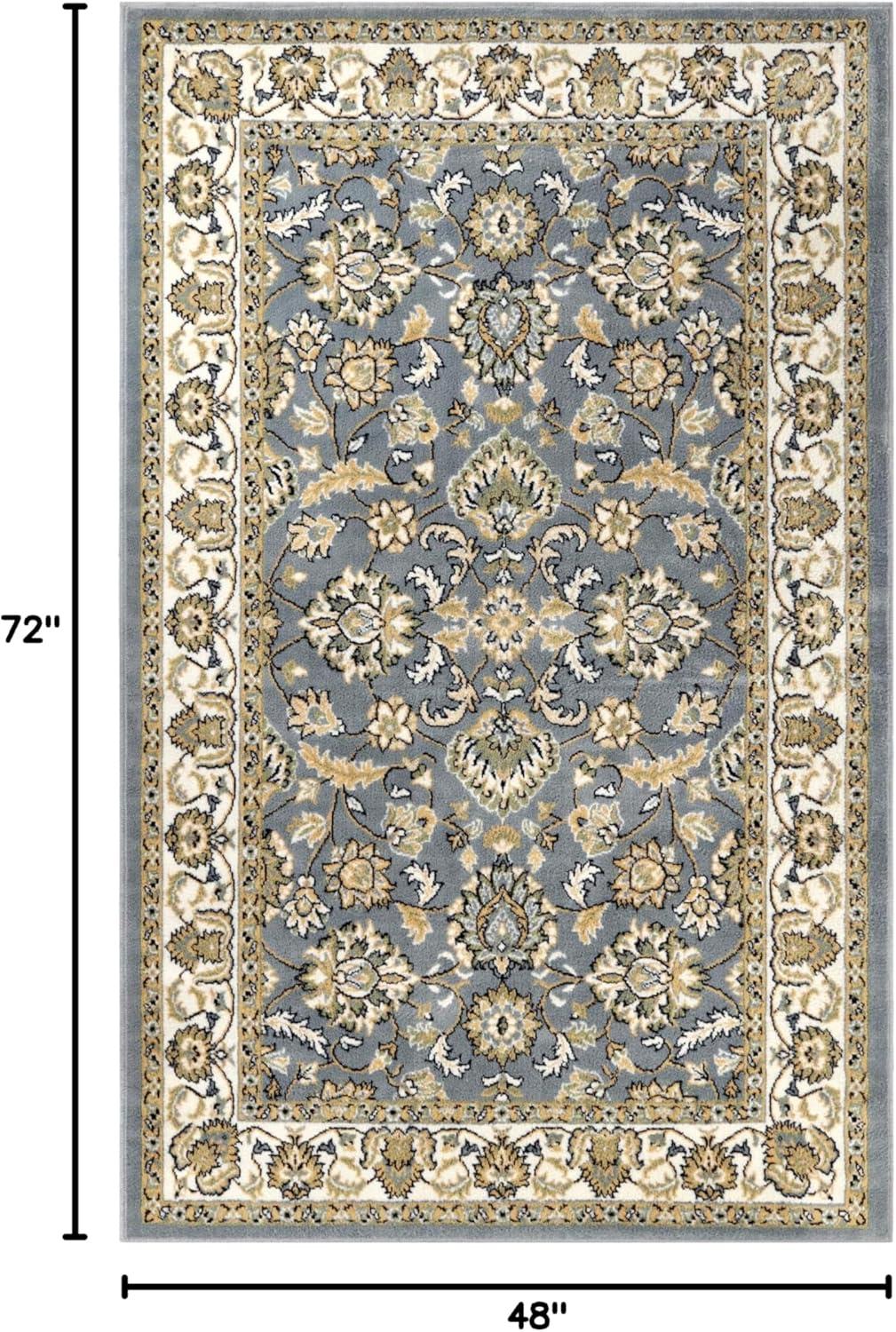 Superior Traditional Floral Area Rug 4' x 6', Indoor Rugs For Living Room Bedroom, Grey