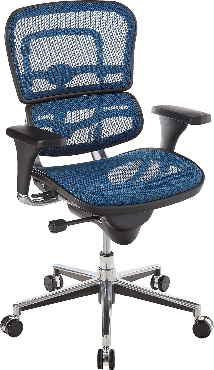 Ergohuman High Back Executive Swivel Chair with Adjustable Arms in Blue Mesh