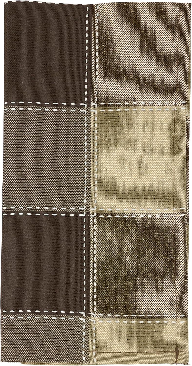 Saro Lifestyle Stitched Plaid Cotton And Poly Blend Table Napkins (Set of 4)