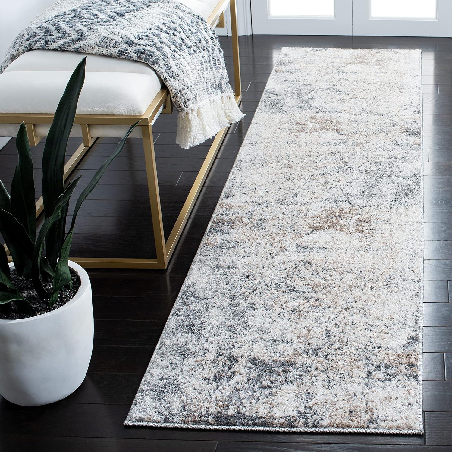Aston ASN705 Power Loomed Indoor Runner Rug - Ivory/Grey - 2'x8' - Safavieh