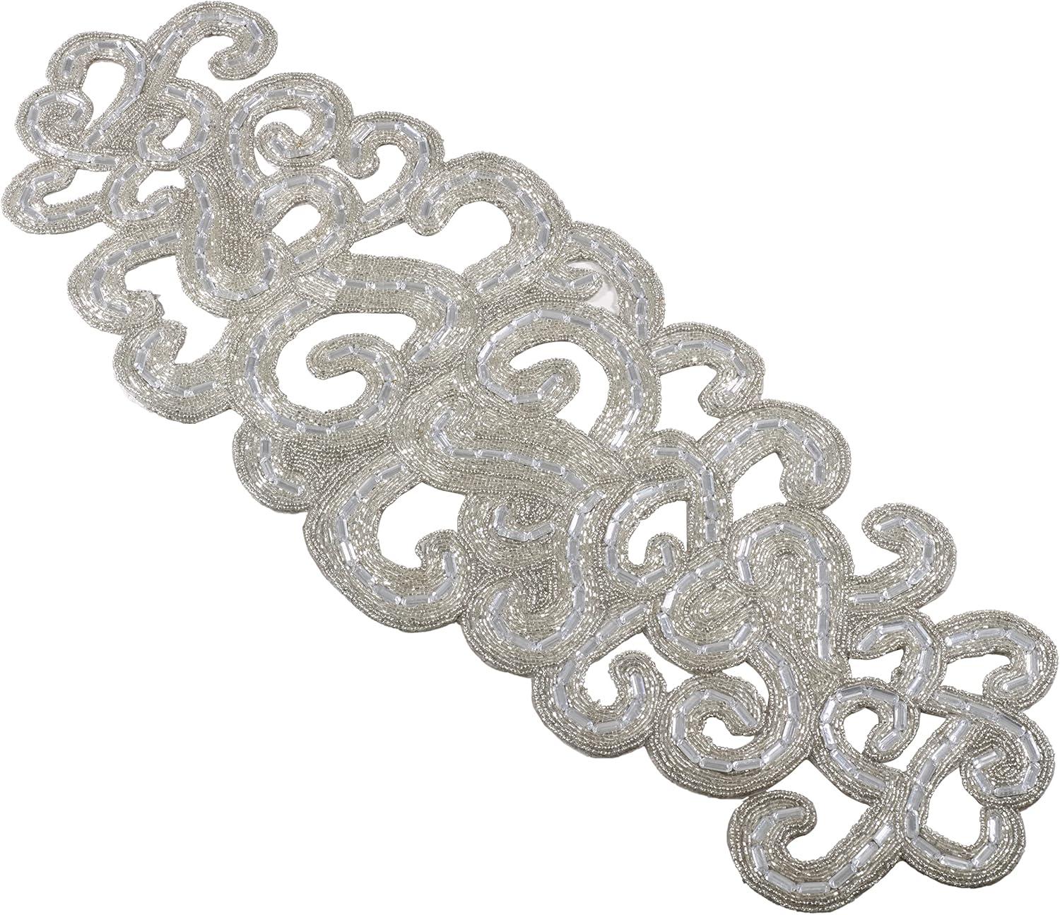 Silver Beaded Hollywood Glam Table Runner