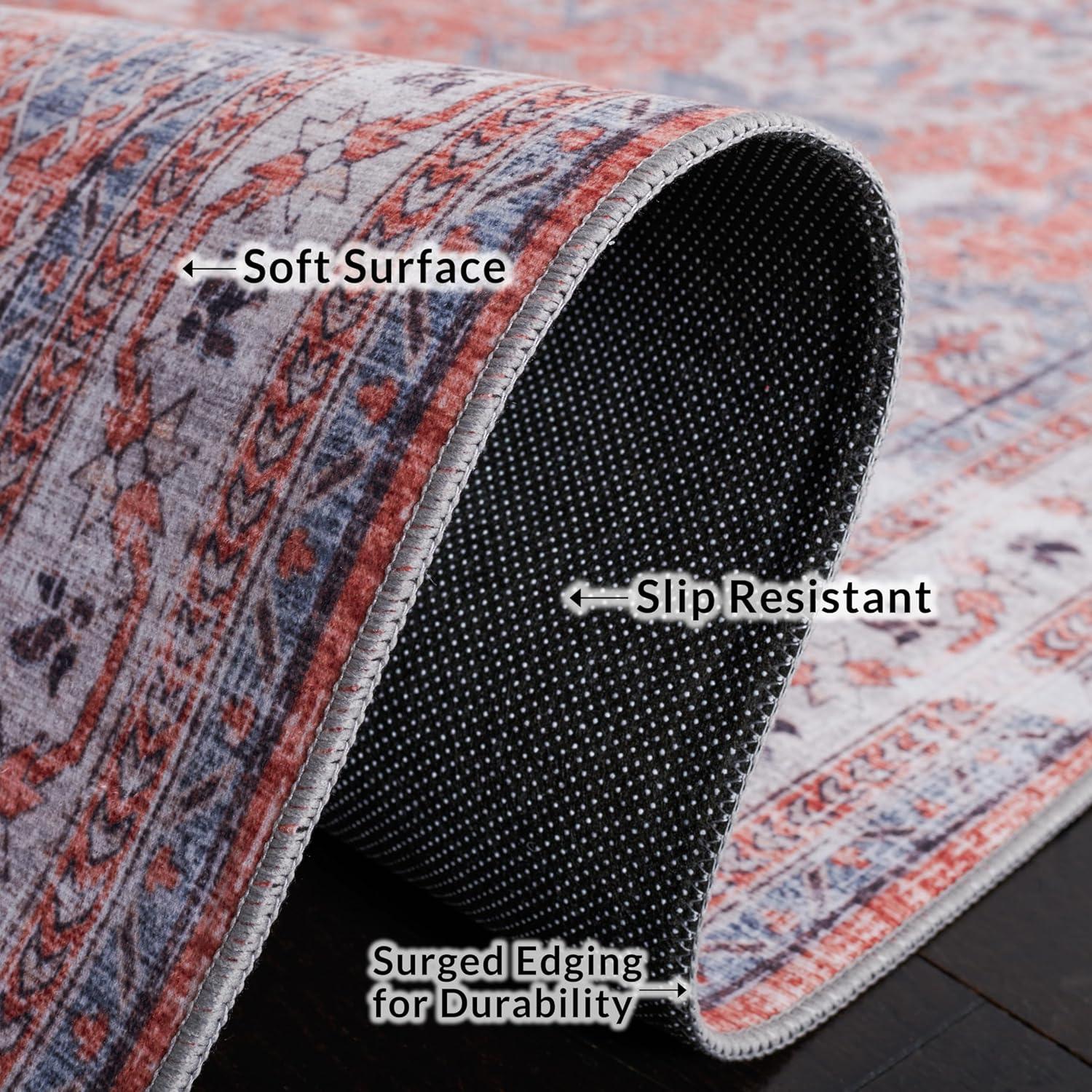 Tucson TSN188 Power Loomed Machine Washable Area Rug - Rust/Beige - 6'x6' - Safavieh.