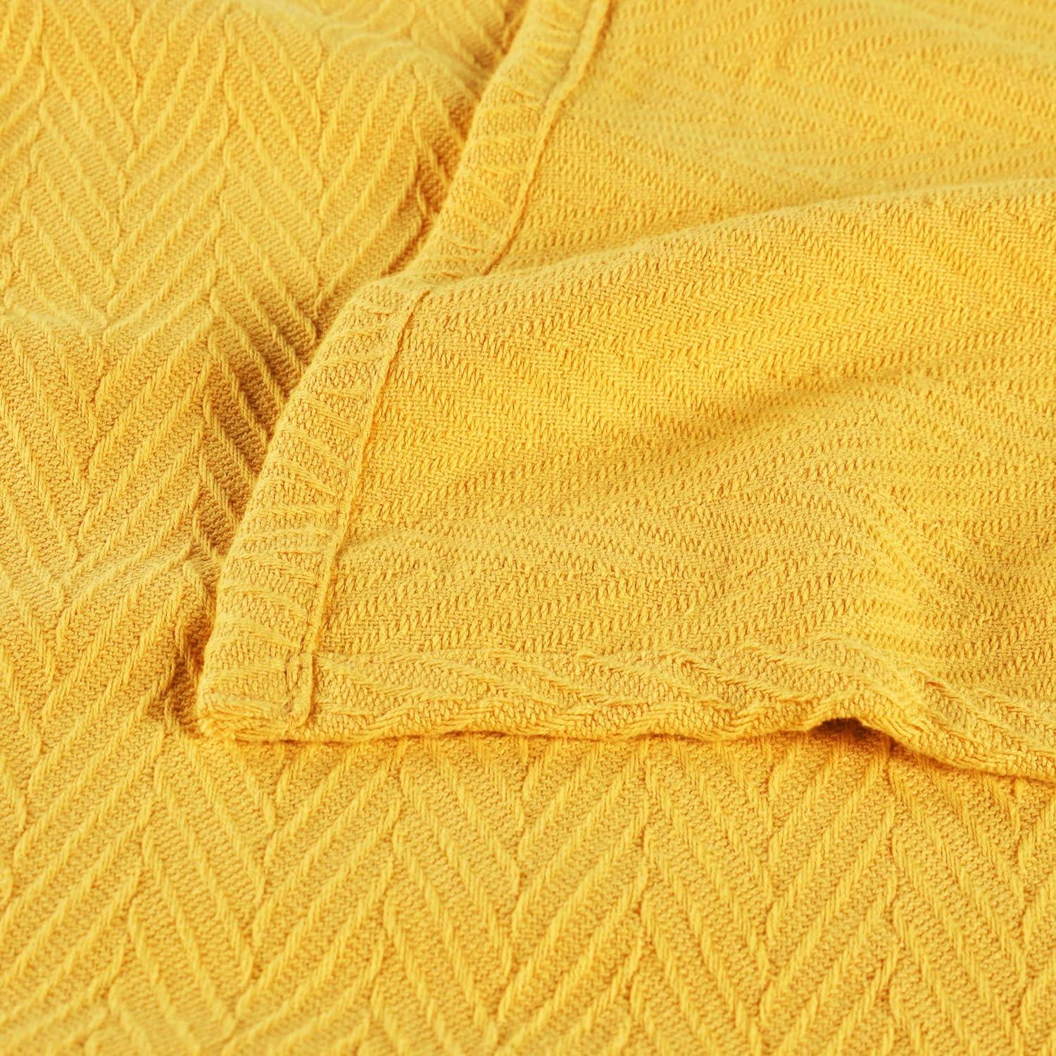 Superior Dobbyweave Knit Cotton Blanket, All Season Breathable Bed Blanket, Twin 66" x 90", Gold