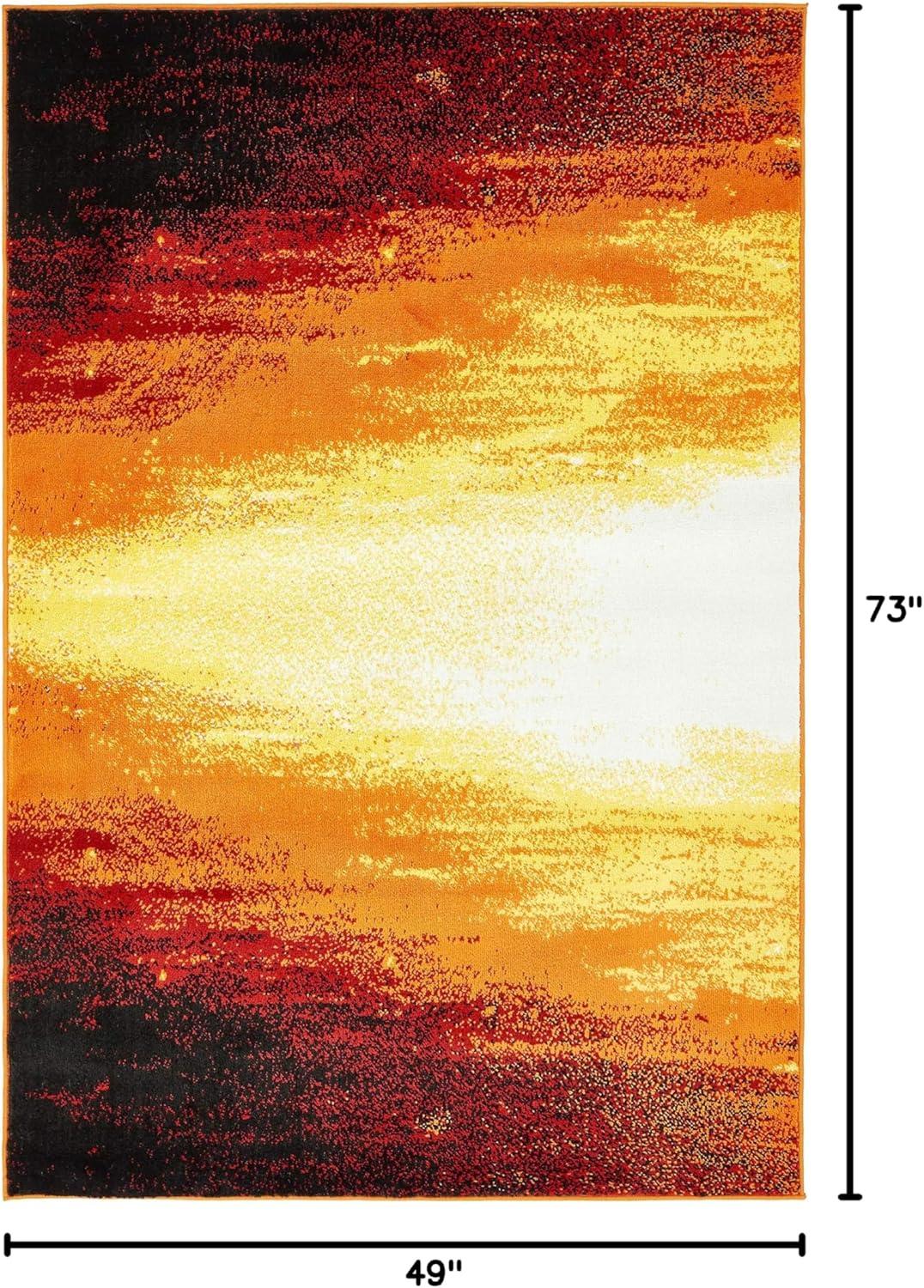 Unique Loom Metro Collection Area Rug - Sunlight (4' x 6' Rectangle Orange/Black)