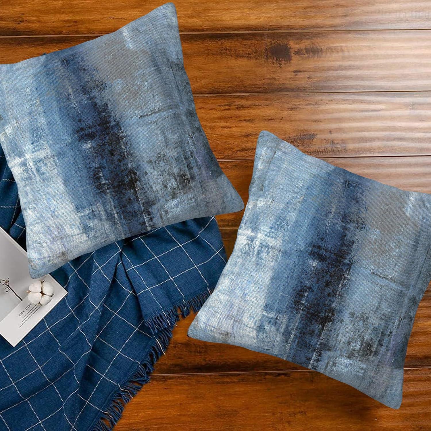 Blue and Gray Abstract Art Polyester Euro Pillowcase Set