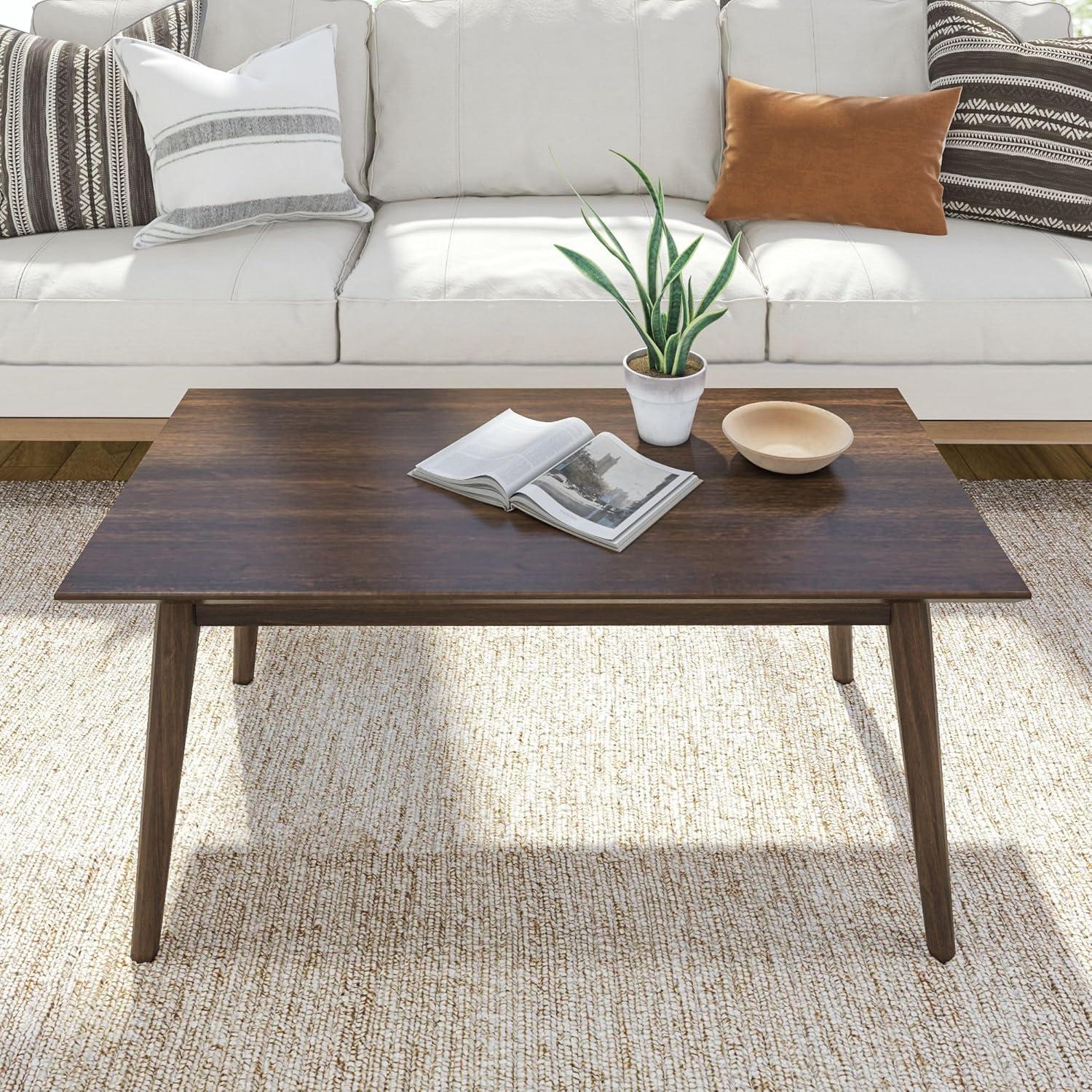 Plank+Beam 40" Mid Century Modern Coffee Table, Solid Wood Tables for Living Room