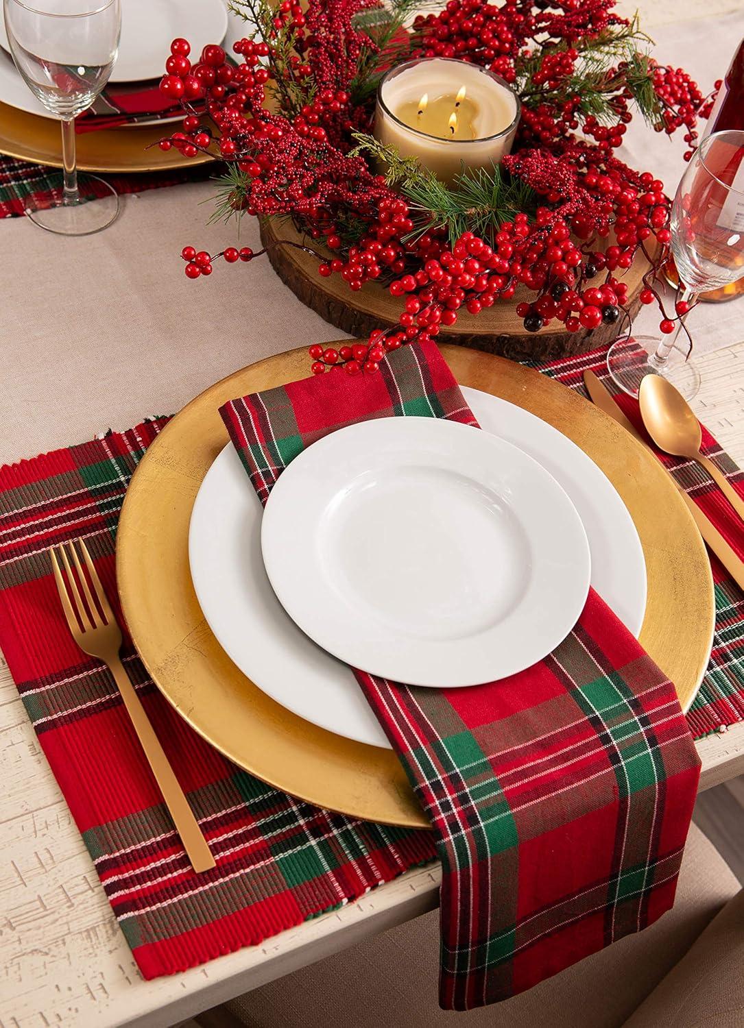 DII Holiday Plaid Napkin (Set of 6), 18" x 18", 100% Cotton