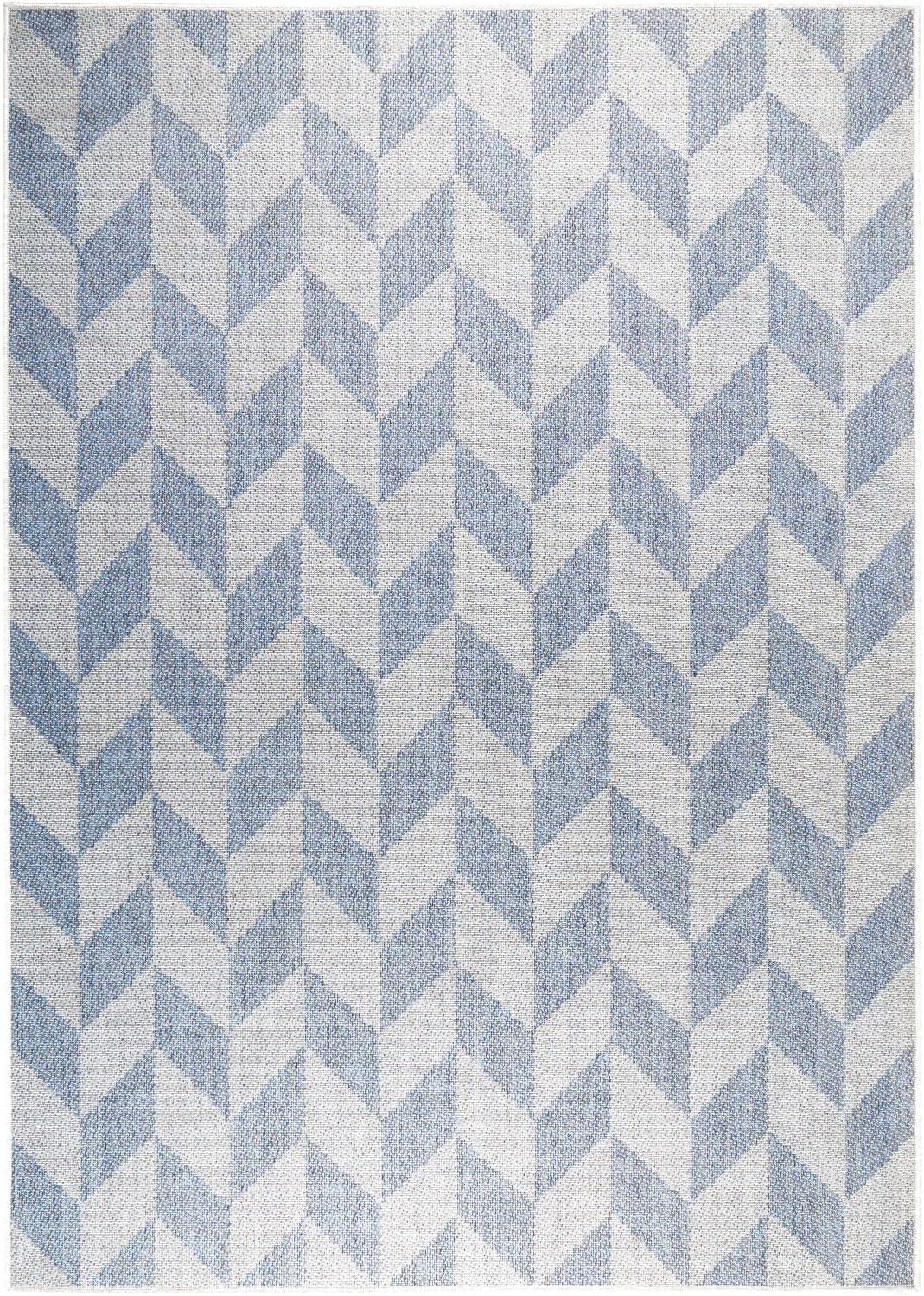 Nicole Miller New York Patio Country Calla Herringbone Indoor/Outdoor Area Rug, Blue/Grey