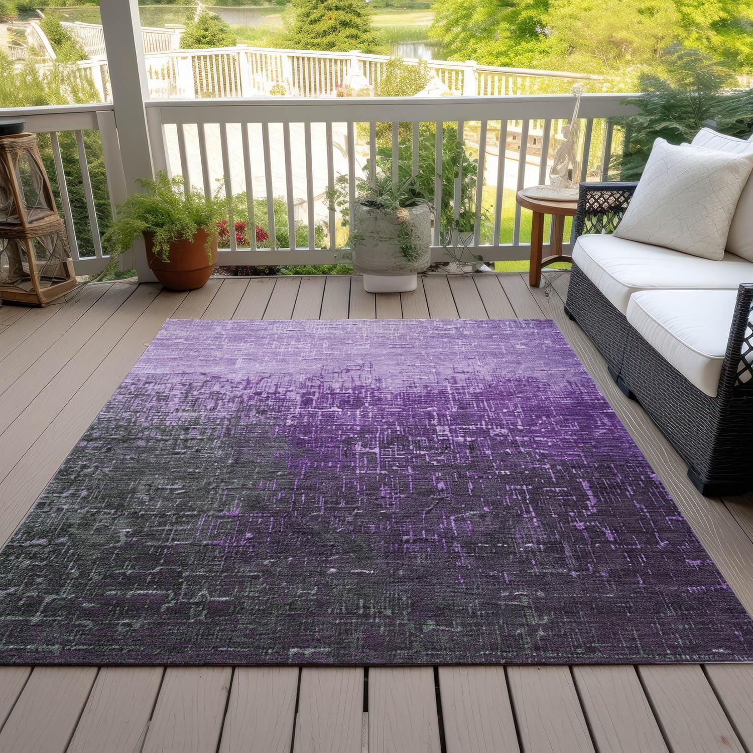 Machine Washable Indoor/Outdoor Chantille ACN1066 Purple Rug