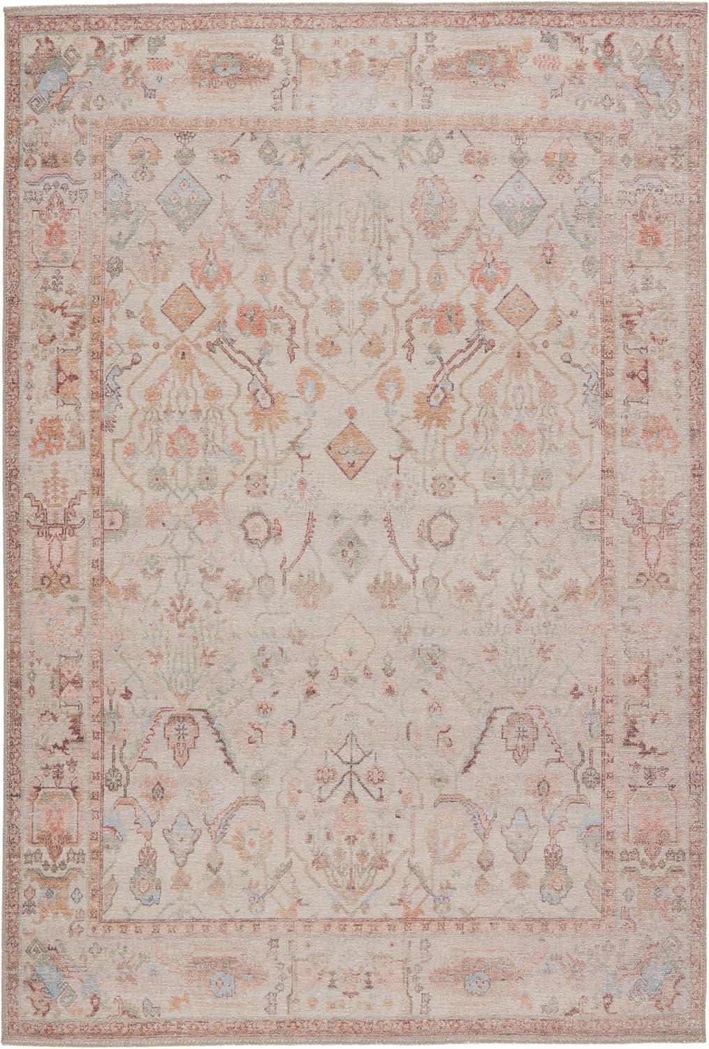 2'6"x7'6" Runner Avin Oriental Rug Blush/Cream - Jaipur Living: Traditional Floral Area Rug for Living Room