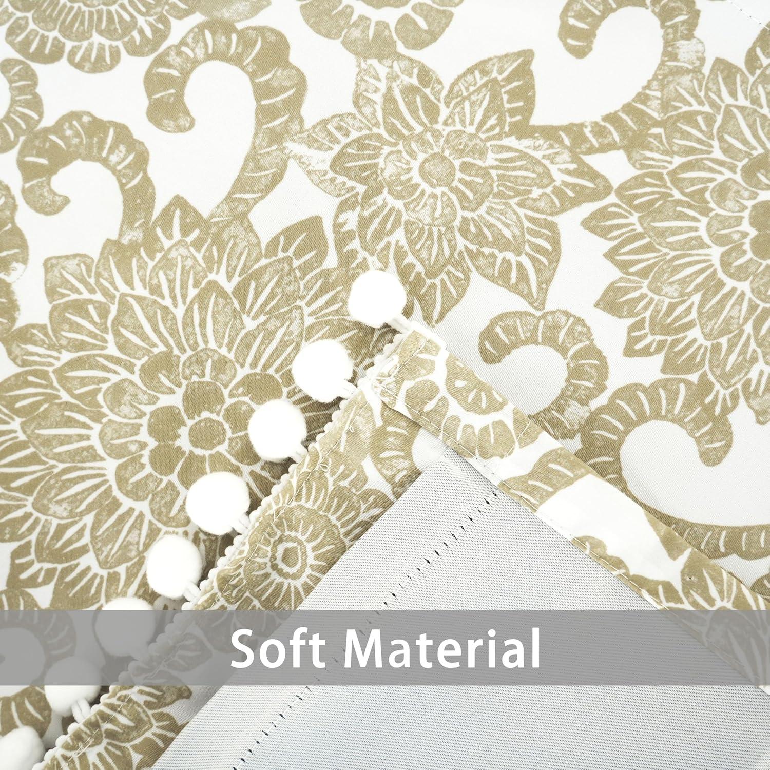 DriftAway Daisy Dahlia Blooming Flower/Floral Lined Thermal Insulated Energy Saving Window Curtain Valance for Living Room/Bedroom/Kitchen, 2 Layers, Rod Pocket, 52"x18"+2’’Header (Navy)