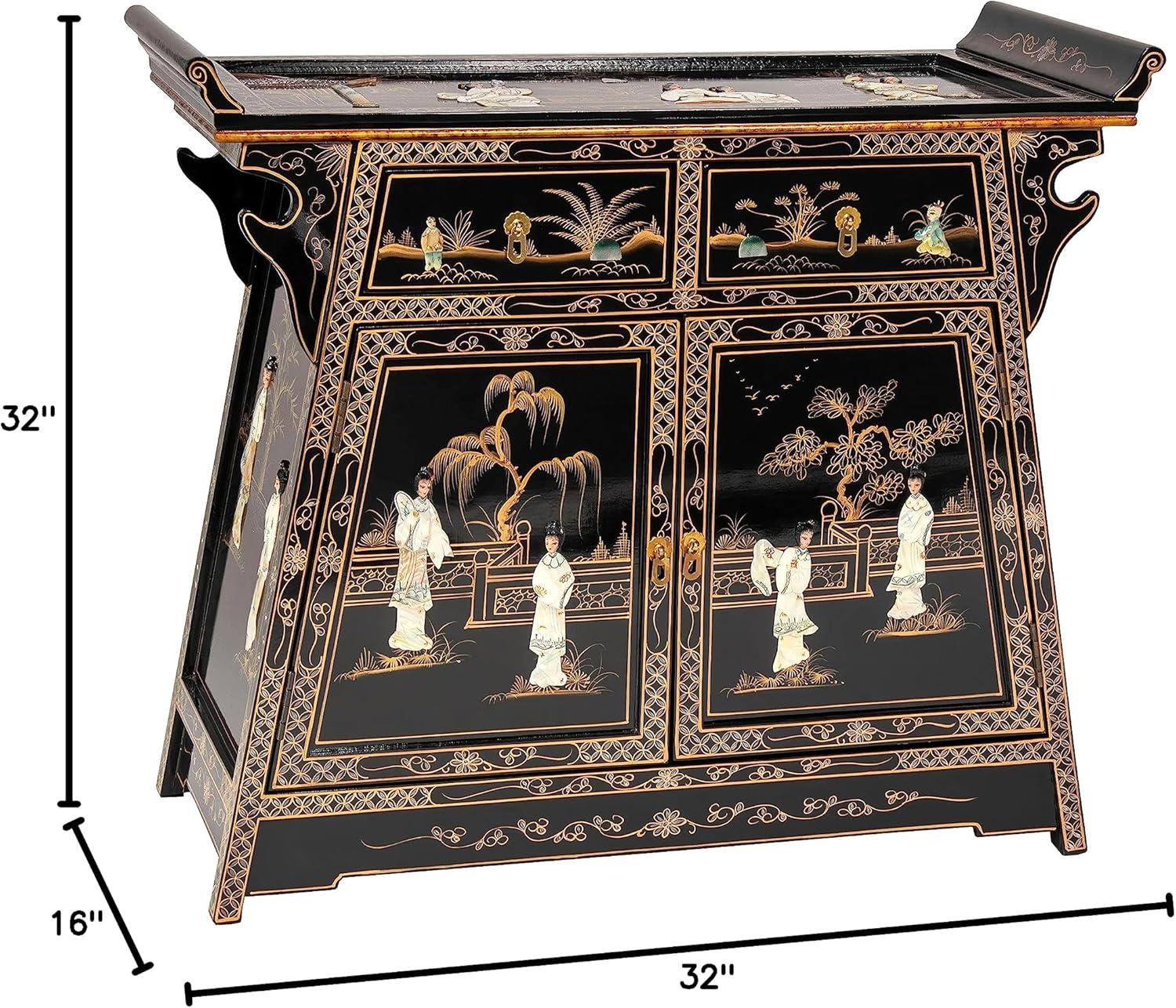 Oriental Furniture Rosewood Altar Cabinet, Two-Tone, 27.50"H