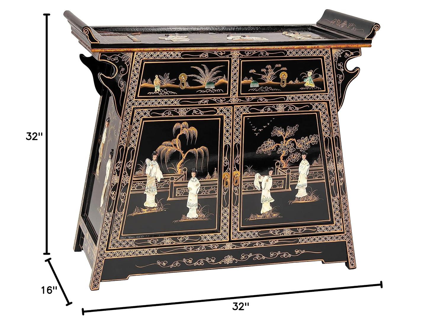 Oriental Furniture Rosewood Altar Cabinet, Two-Tone, 27.50"H
