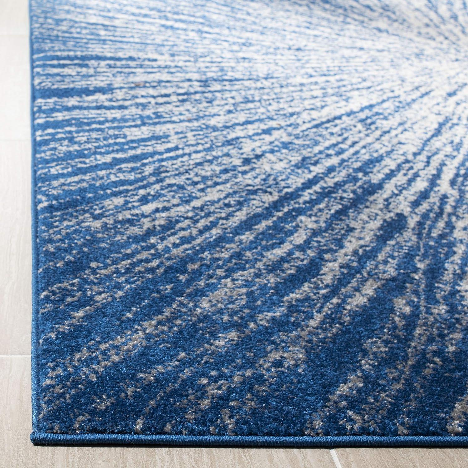 SAFAVIEH Evoke Vana Abstract Sunburst Area Rug, Navy/Ivory, 6'7" x 6'7" Square