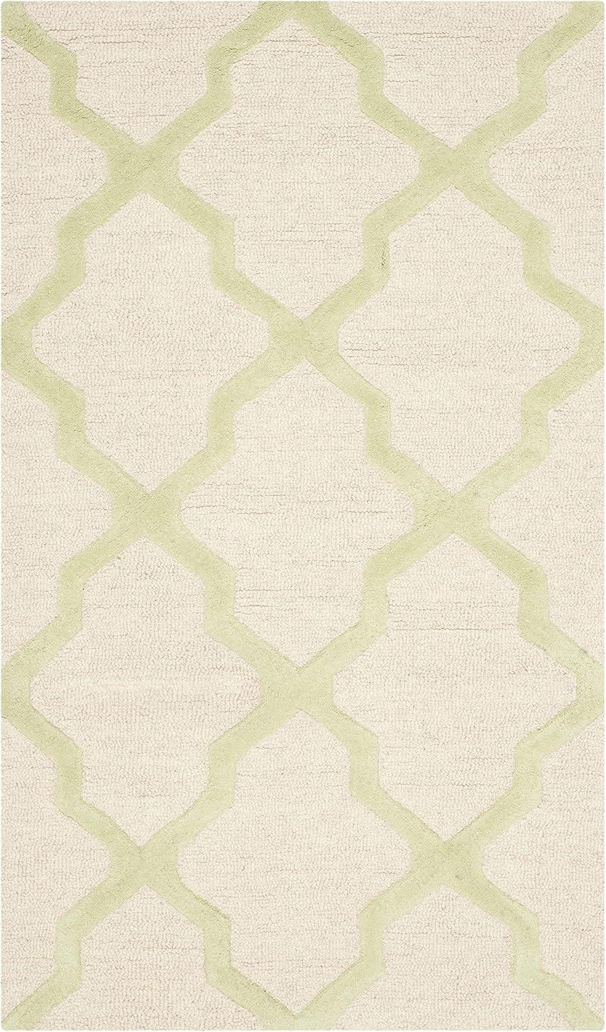 SAFAVIEH Cambridge Liam Geometric Wool Area Rug, Ivory/Light Green, 3' x 5'